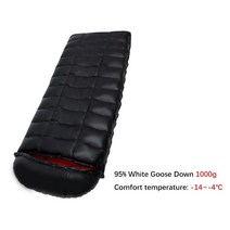 구스침낭 95 Goose Down Sleeping Bag 캠핑 슬리핑 백 여행용 가방 하이킹 겨울 초경량, 10 black-1000g, 1개