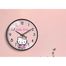 헬로키티 벽시계 고양이 캐릭터 키티 음소거 어린이방 꾸미기, J + 14인치