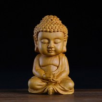 불상 불교 사원 청동 황 티베트 부처 buddha statue wood sakyamuni 회양목 나무 공예 자동차 홈 인형 장식 작은 명상 수도사 미니어처 공예 차 140, 짙은 회색