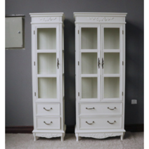 아메리칸스타일 원목 옛날 빈티지 그릇장 그릇 찬장 장식장 진열장, 아이보리