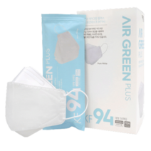 [100매] KF94 에어그린 마스크 대형 비말차단 황사방역 국산 숨쉬기편한, KF94 에어그린 마스크 화이트 대형 100매