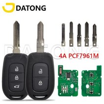 자동차 스마트 키 부품 교체 스마트키 설치 Datong 세계 원격 르노 Clio4 Sandero Maer3 심볼 Trafic Dacia Logan Lod Dokker Duer 4A, 2 버튼+Blade 2