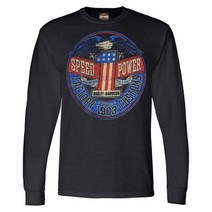 반려용품 할리 데이비슨 남성용 반란군 #1 RWB 로고 긴소매 크루넥 셔츠 - 블랙 블랙., Black, one option