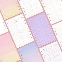 샤이닝 6공 다이어리 리필지 (45매) 6공리필지 리필속지, 투톤블루