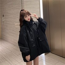 CWCH(특허제품)학원풍 아우터 여성 한국판 헐렁헐렁 캐주얼 가을 겨울 후드 학생 작업복 트렌치코트