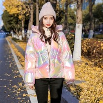 예쁜 여성 글리터 유광 광택 코튼 가성비 패딩