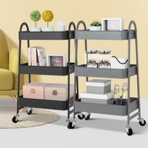 주방 식자재카트 양념소스 보관 트롤리 운반카트 선반 공간활용 가저용 주방용 웨건, 3단 그레이