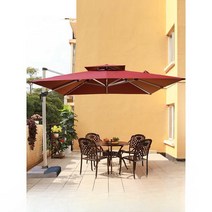 대형 카페 업소용 직사각형 사각 감성 옥상 테라스 파라솔 하프 파라솔 반쪽, 2.5m 사각 물탱크 포함