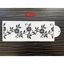 스프레이부스 29x10cm 퐁당 케이크 메쉬 스텐실 스탬프 엠보싱 웨딩 장식 도구 플라스틱 스프레이 금형 초콜릿 그리기 그림, [08] C8
