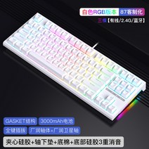 RKR87 기계식 키보드 R104 유선 RGB객제화 87키 PC 노트북 e스포츠 게임 핫플러그, 1, R87S화이트RGB(가스켓-풀키)트리플 무선, K은축