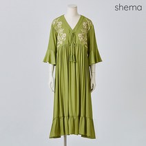 [세마] 플라워자수태슬V넥원피스_HKM1OP3861