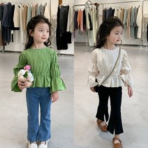 뽀뽀뽀 아동복 유아 나팔소매 셔링 블라우스 여아 키즈 아동 어린이 봄 가을 옷 코디