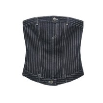 ZA 봄 디자인 감각 소수 일자 칼라 브라 오프숄더 디자인 줄무늬 데님 상의 5252009