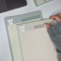 끄적여-봄 곰곰이 B5 줄노트 떡메모지 2종 대학생 공시생 노트패드, 라임민트