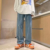 남성 와이드 조거 바지 빅사이즈 힙합 카고 팬츠 청 패션 모든 경기 청 스타일 하이 스트리트 느슨한 레그 진 블랙블루