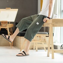 남자 린넨 바지 마 팬츠 슬랙스 여름 배기 9부 zt84