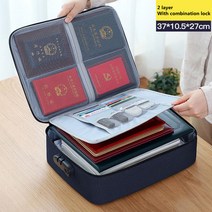 문서 보관 가방 홈 오피스 주최자 파일 폴더 티켓 신용 카드 인증서 핸드백 주최자 액세서리 용품, 파란색 2 단 자물쇠