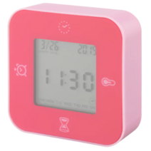 이케아 클로키스 시계 온도계 알림 타이머, 핑크