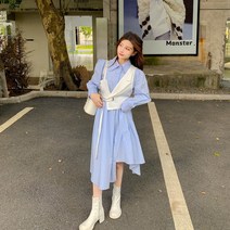 흰색긴팔셔츠 호월명 맟춤제작 파리바게뜨 디자인감각 소매 스커트 여성 슬림핏 언발 허리 조임 2582854717