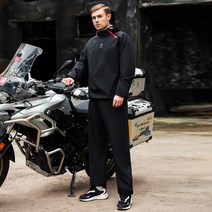 couyor 남녀공용 오토바이 우비 상하의 세트 전신 방수 우의, 블랙