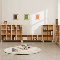 리자인가구 편백 공간박스 거실 틈새 미니 낮은 가로 세로 원목 1단 2단 3단 4단, 미니책장 2단 4칸, 편백나무