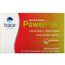 Trace Minerals Research 전해질 스테미나 Power Pak 수박 맛 발포성 음료 30팩 5.5g (0.19oz) 2팩