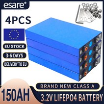 인산철배터리팩 A등급 리튬 철 인산염 셀 팩 3.2V 320AH 150AH DIY 12V 24V Lifepo4 충전식 배터리 EU 7, 03 4PCS 150AH