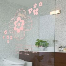 [천삼백케이] [디자인베이] 붉은꽃(반제품C) - 플라워 데코 키친 전통 그래픽스티커 화장실 풍수인테리어 월데코 포인트, 핫핑크