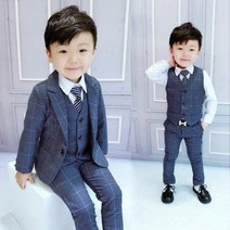 아짱 키즈남아 빅체크정장3종세트