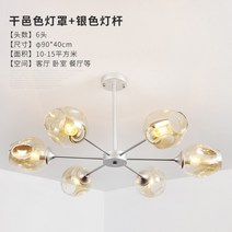 LINGFENG 고급형 북유럽 거실 침실 샹들리에 램프, 실버로드 - 6헤드 코냑