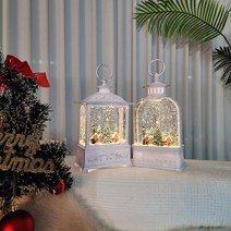 크리스마스 화이트 랜턴 마을 워터볼 오르골 스노우볼2종 크리스마스 선물 장식소품, 20109마을 투명 타원랜턴