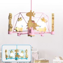 아이방등 키즈조명 기린 5등 펜던트조명 블루 핑크 아기방등 캐릭터방등, LED볼구12W_주백색(아이보리빛)5개