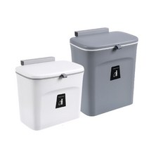 BUyuS인테리어 슬라이드뚜껑 벽걸이 휴지통 욕실 걸이형굿딜 브이숍, 7L_그레이