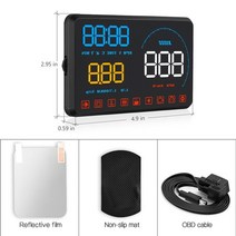 [해외]카니발 쏘렌토 스포티지 헤드업디스플레이 자동차hud 최신 car obdii euobd windshield 프로젝터 hud shift 알림 물 온도 rpm 연료 소비 속도, obd-blue, 협력사