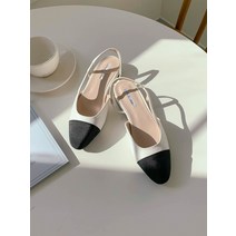 (225-250) 데일리 투톤 배색 미니멀 쿠션 플랫 슬링백 2cm