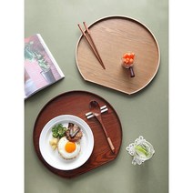 옻칠 반달 홈카페 우드트레이 카페 주방 인테리어소품 디자인 상품, 브라운