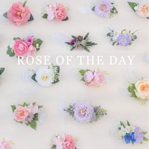 셀프웨딩 촬영소품 조화 브라이덜샤워 파티 조화꽃팔찌 모음 로즈오브더데이, 핑크라넌수국