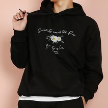 아우라큐 기모 후드티 라이프데이지 남여공용 빅사이즈 후드 흑장미