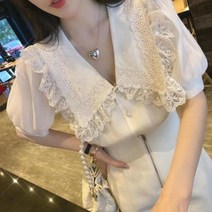 여성 레이스 카라넥 반팔 블라우스 3(color)M~4XL 빅사이즈