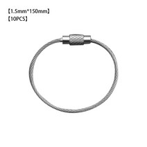 10Pcs 행잉 와이어 체인 태그 나사 수하물 로프 열쇠 고리 루프 서클 부시크래프트 키트 잠금 장치 링 키 체인 도구 케이블 키 스틸, 04 150MM X 1.5MM