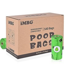 IMBG 강아지 배변 봉투 36롤 540개 33 x 22.9cm13 9인치 봉투 리필 롤 라벤더 향 매우 두꺼움 누출 방지 개와 고양이용 쓰레기 153191, 1080 Count (Pack of 1), Green