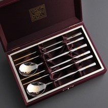 수복 티타늄 수저세트 금 24K 골드 도금 부부 2인용 고급 명품 선물 예쁜 숟가락 젓가락 무병다복 결혼식 답례품 신혼 혼수 외국인 제사 차례 쇼핑백 증정 실크 케이스 가격 파는곳, 24K 티타늄 골드 2p(2인용)+실크케이스+수저인쇄