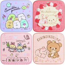 (일본) 리락쿠마 스밋코구라시 면100% 쁘띠손수건 항균방취타월 핸드타올 (21×21cm 4type), 스밋코구라시-핑크