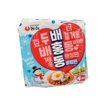 겨울 시즌 한정 농심 배홍동 비빔면 4개입 번들팩 하얀 콩가루토핑 함유, 1개