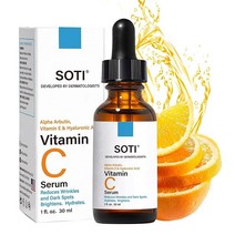 Soti 20% 비타민 C 세럼 히알루론산 알파 알부틴 및 비타민 E 미국 제조, 1개