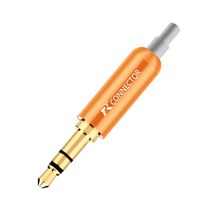 알루미늄 잭 . 이어폰 플러그 테일 플러그 클램프 포함 . 극 스테레오 남성 플러그 금도금 와이어 커넥터, 주황색 수정 꼬리