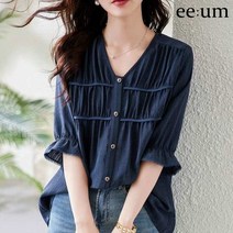 이음 페미닌 셔링 블라우스