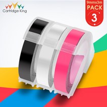 3PK 3/8 quot9mm Dymo 3D 라벨 테이프 형광 핑크 DIY 노트북 편지 프린터 Motex E101 E202 E303 S0717900