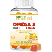 미국직구 DHA가 아이들을 비건 오메가 3 젤리 60개 30인분 식물 기반 오메가 369 비 GMO 신체 및 시스템 글루텐 젤라틴 땅콩 프리 SHIFAA 할랄 비타민, 수량