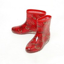 [프롬슈] 플라워 투명굽 짧은장화 여성용 레인부츠